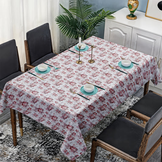 Block Pattern on White Rectangle Tablecloth