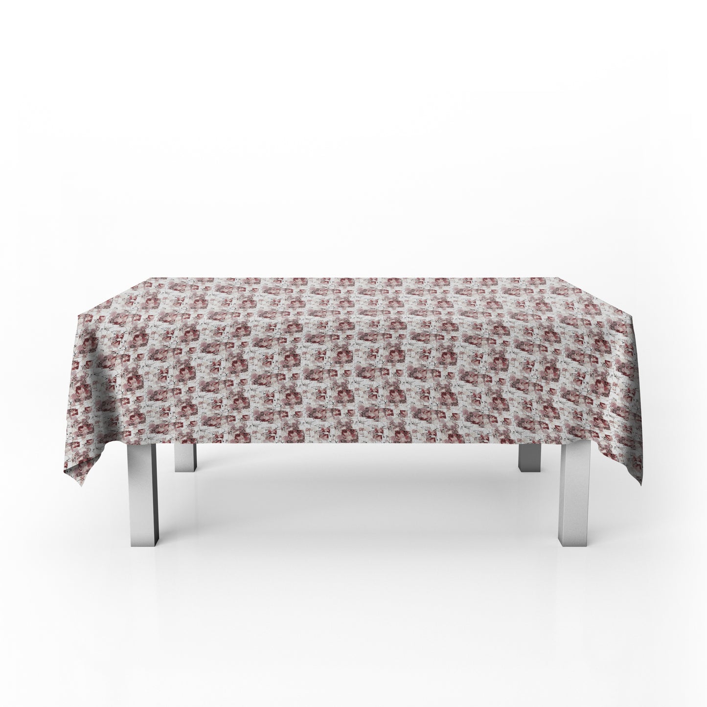 Block Pattern on White Rectangle Tablecloth