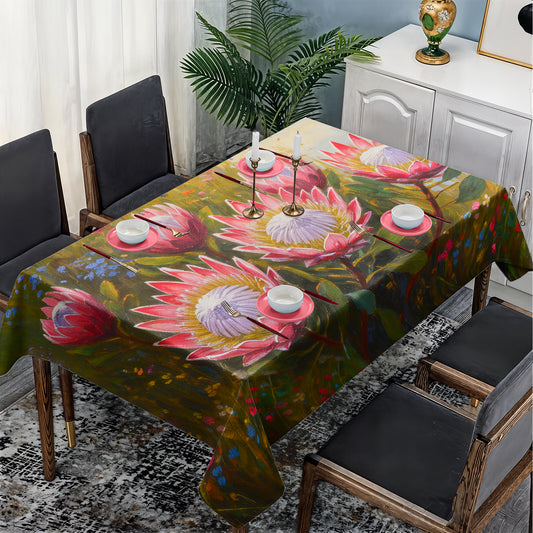 Blooming Painted Protea Rectangle Tablecloth