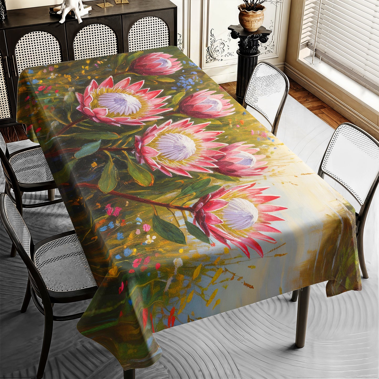 Blooming Painted Protea Rectangle Tablecloth