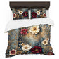 Blossoms on Rust Duvet Cover Set