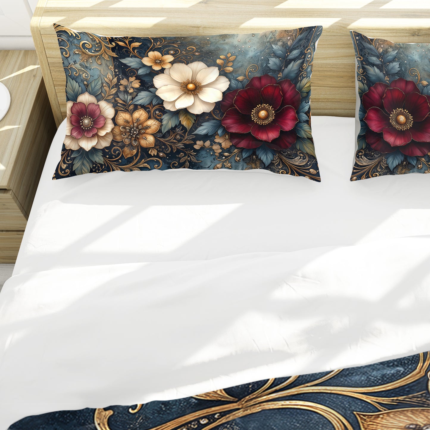 Blossoms on Rust Duvet Cover Set