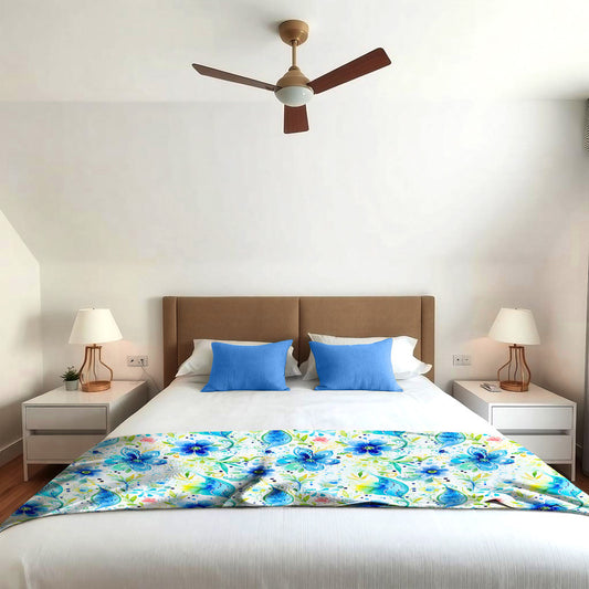 Blue Blossoms Light Bed Throw
