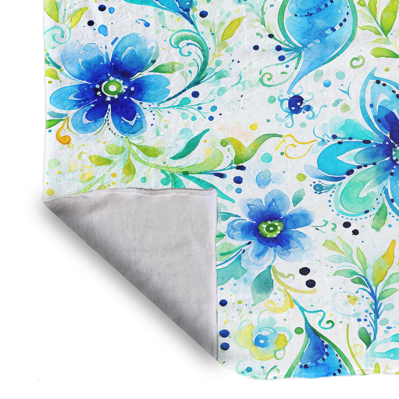 Blue Blossoms Light Bed Throw