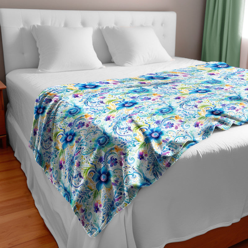 Blue Curls Light Bed Throw
