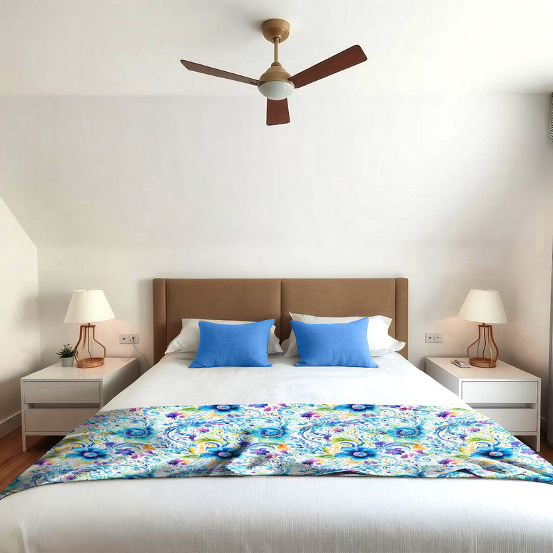 Blue Curls Light Bed Throw