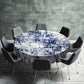 Blue Hash Abstract Round Tablecloth