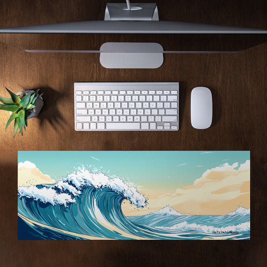 Blue Ocean Wave Surf Large Desk Pad by Wikus Schalkwyk