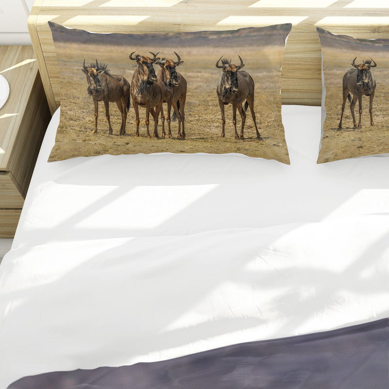 Blue Wildebeest Herd Duvet Cover Set by Fanie Heymans