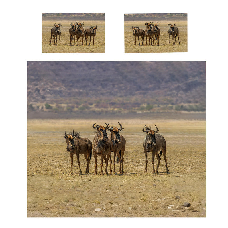 Blue Wildebeest Herd Duvet Cover Set by Fanie Heymans