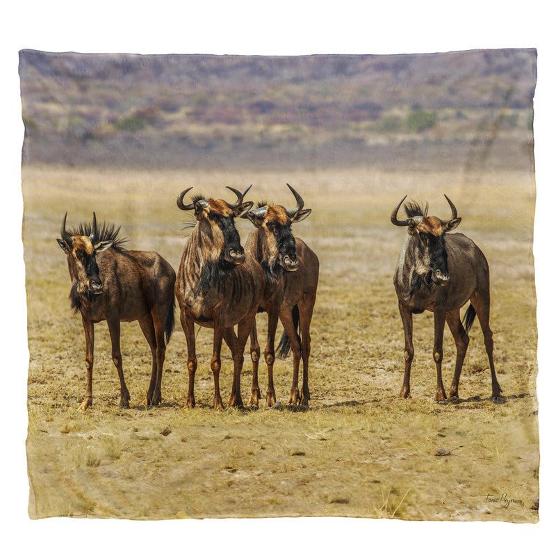 Blue Wildebeest Herd Light Weight Fleece Blanket by Fanie Heymans