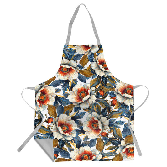 Blue and Orange Floral Apron   By Mark Van Vuuren