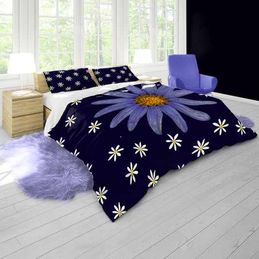 Blue and white Daisies Duvet Cover Set by Annette Heyman