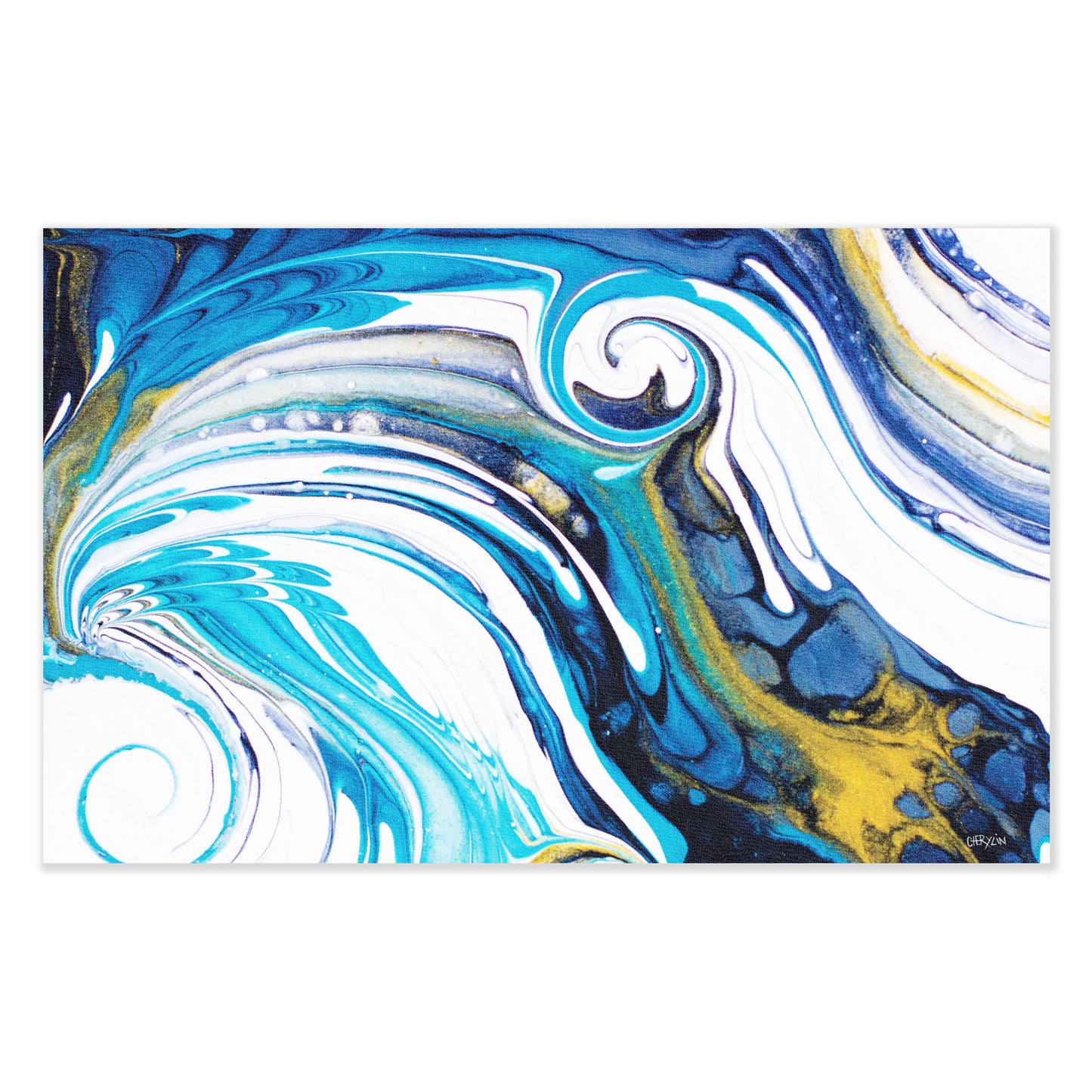 Blue Abstract Waves Table Net Cover by Cherylin Louw