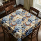 Blue And Beige Floral Square Tablecloth