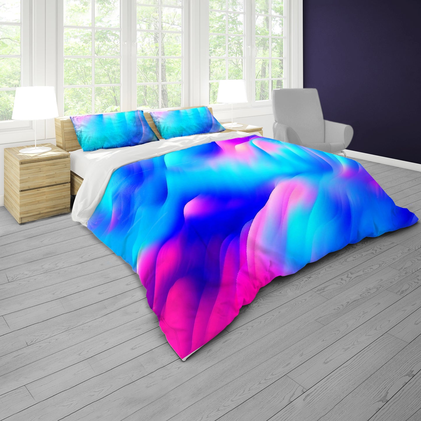 Blue Aurora Mist Duvet Cover Set