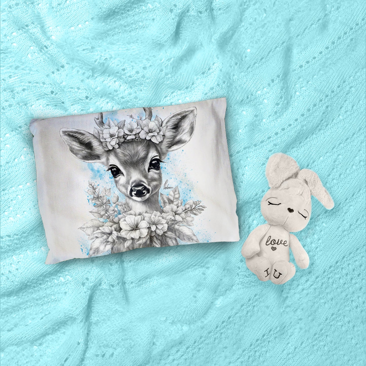 Blue Baby Deer Cot Duvet Set By Nathan Pieterse