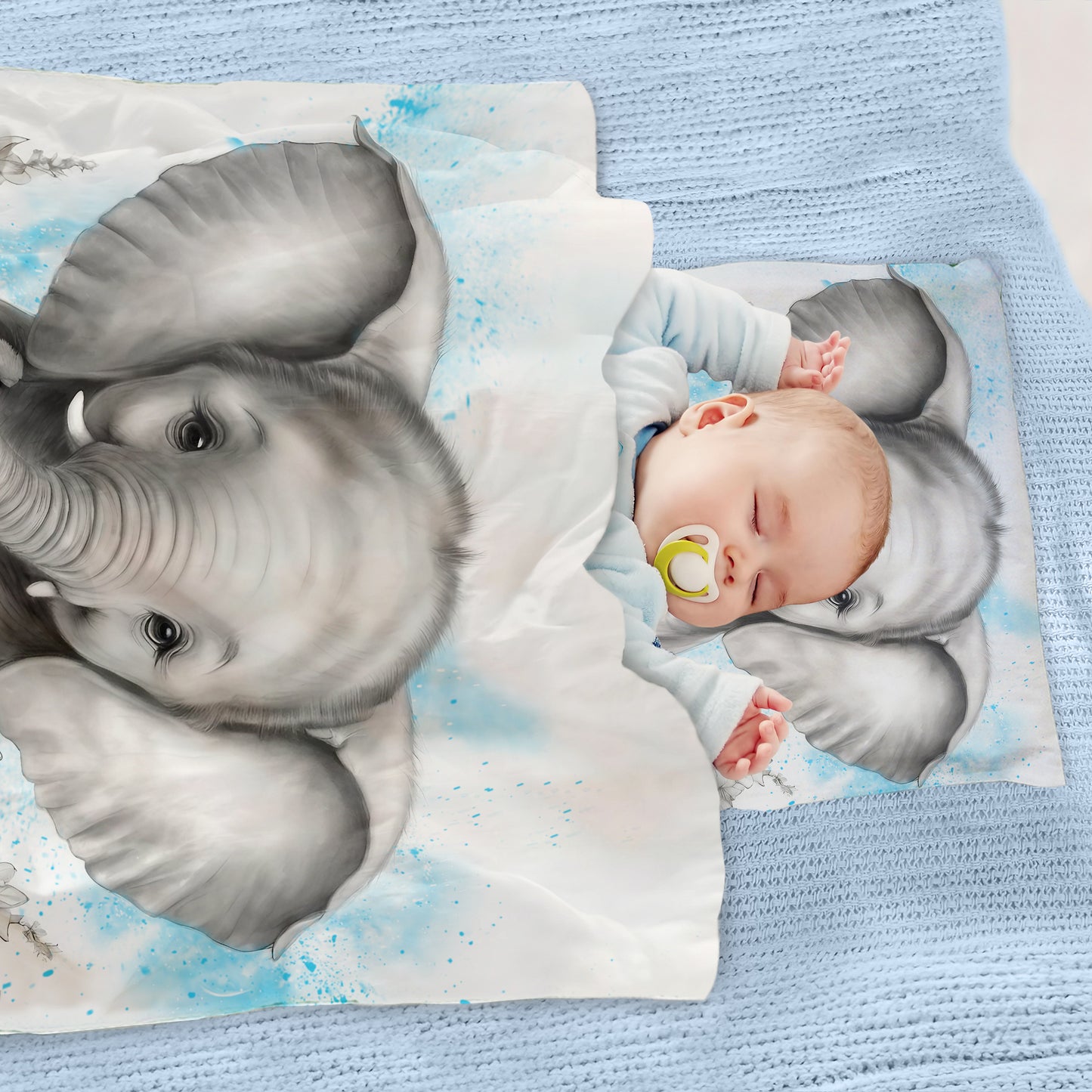 Blue Baby Elephant By Nathan Pieterse Cot Duvet Set