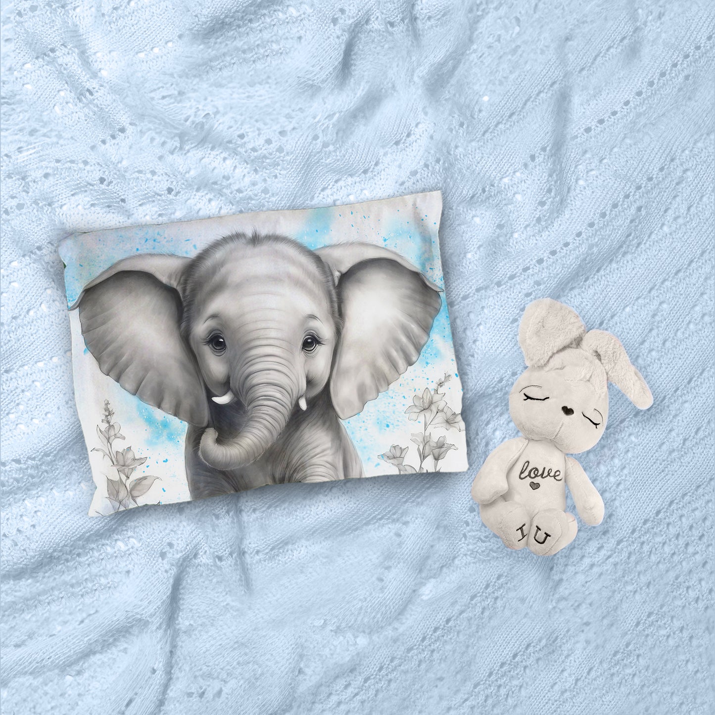 Blue Baby Elephant By Nathan Pieterse Cot Duvet Set