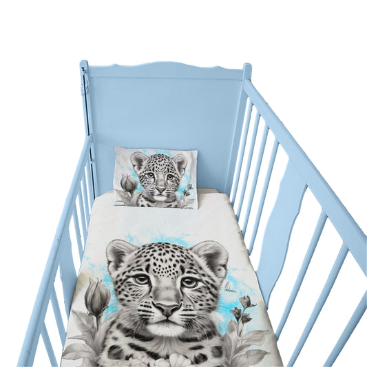 Blue Baby Leopard By Nathan Pieterse Cot Duvet Set