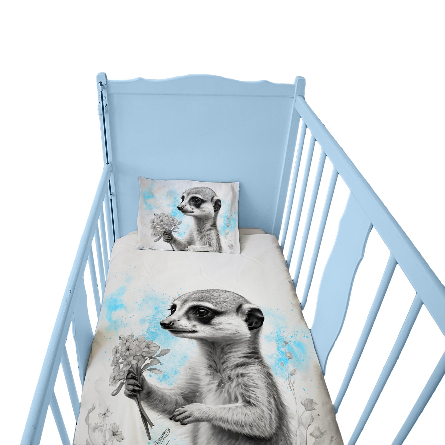 Blue Baby Meerkat By Nathan Pieterse Cot Duvet Set