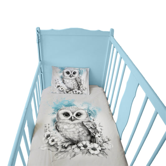 Blue Baby Owl Cot Duvet Set By Nathan Pieterse