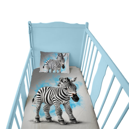 Blue Baby Zebra By Nathan Pieterse Cot Duvet Set