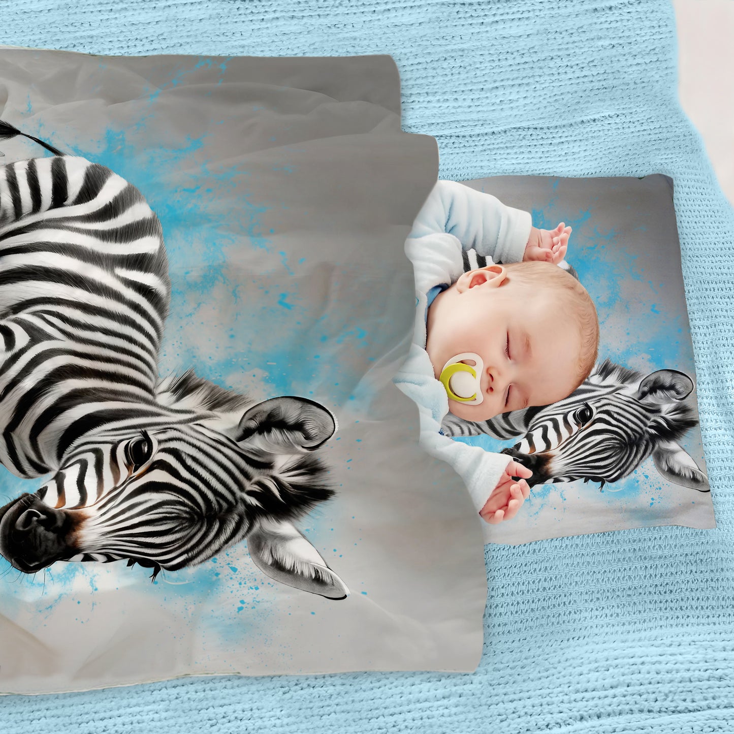 Blue Baby Zebra By Nathan Pieterse Cot Duvet Set