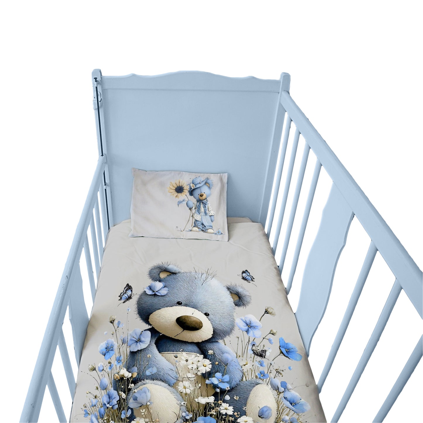 Blue Bear Cot Set