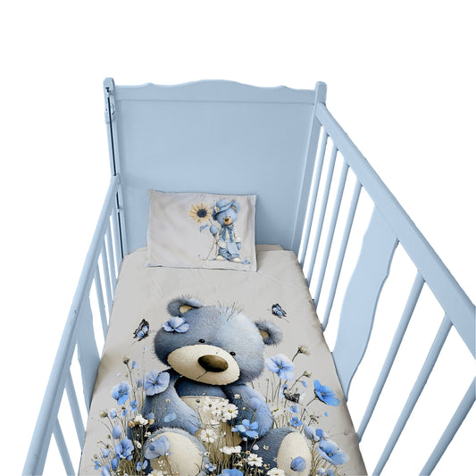 Blue Bear Cot Set