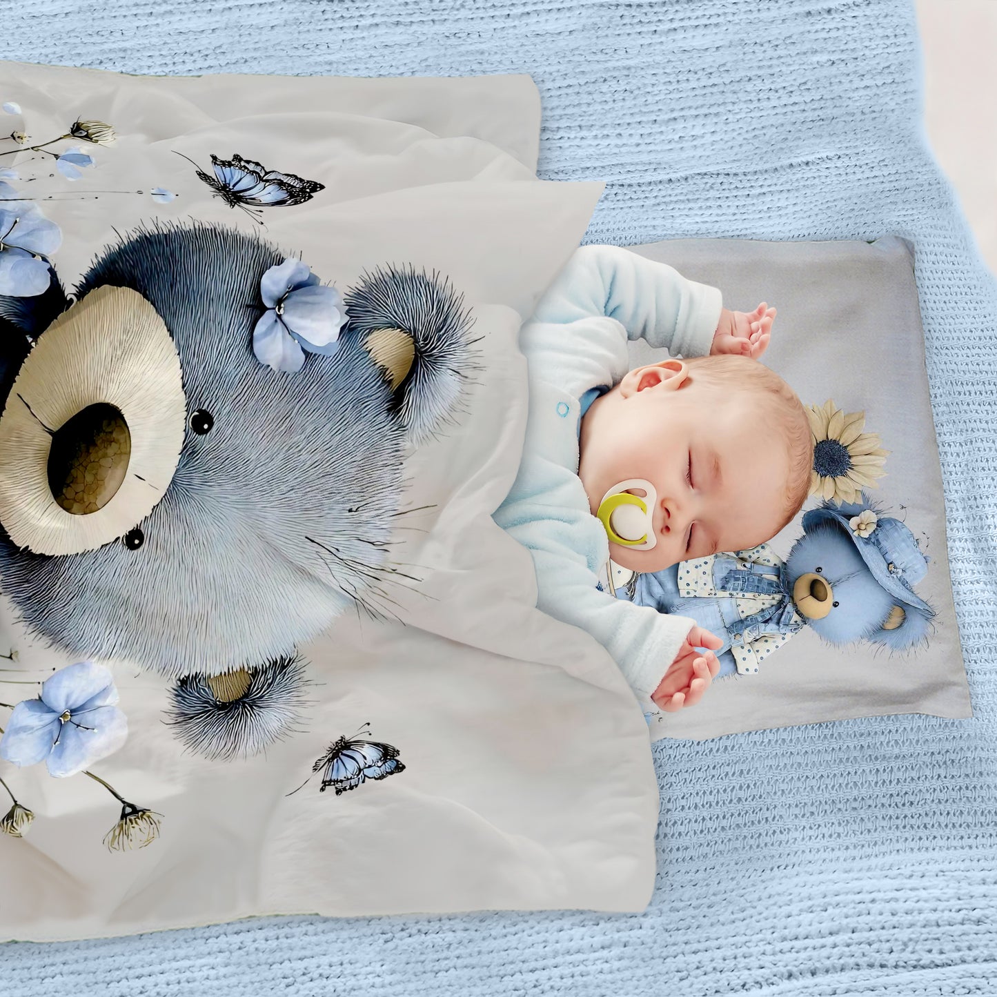 Blue Bear Cot Set