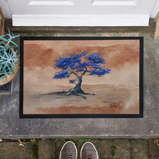 Blue Blossom Tree Door Mat By Wikus Hattingh