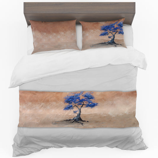 Blue Blossom Tree By Wikus Hattingh Bed Runner and Optional Pillowcases