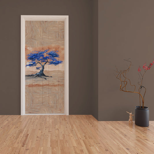 Decoupage -Blue Blossom Tree  By Wikus Hattingh Door