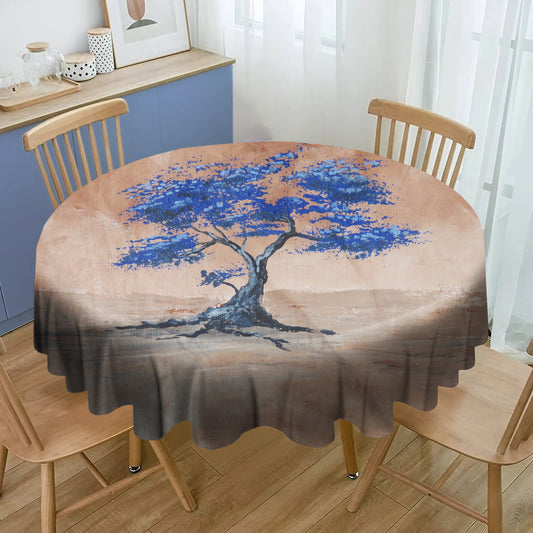 Blue Blossom Tree Round Tablecloth By Wikus Hattingh