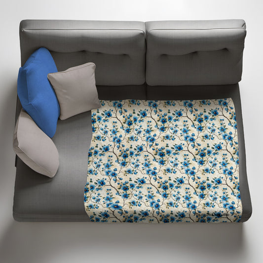 Blue Blossoms Light Weight Fleece Blanket by Wikus Schalkwyk
