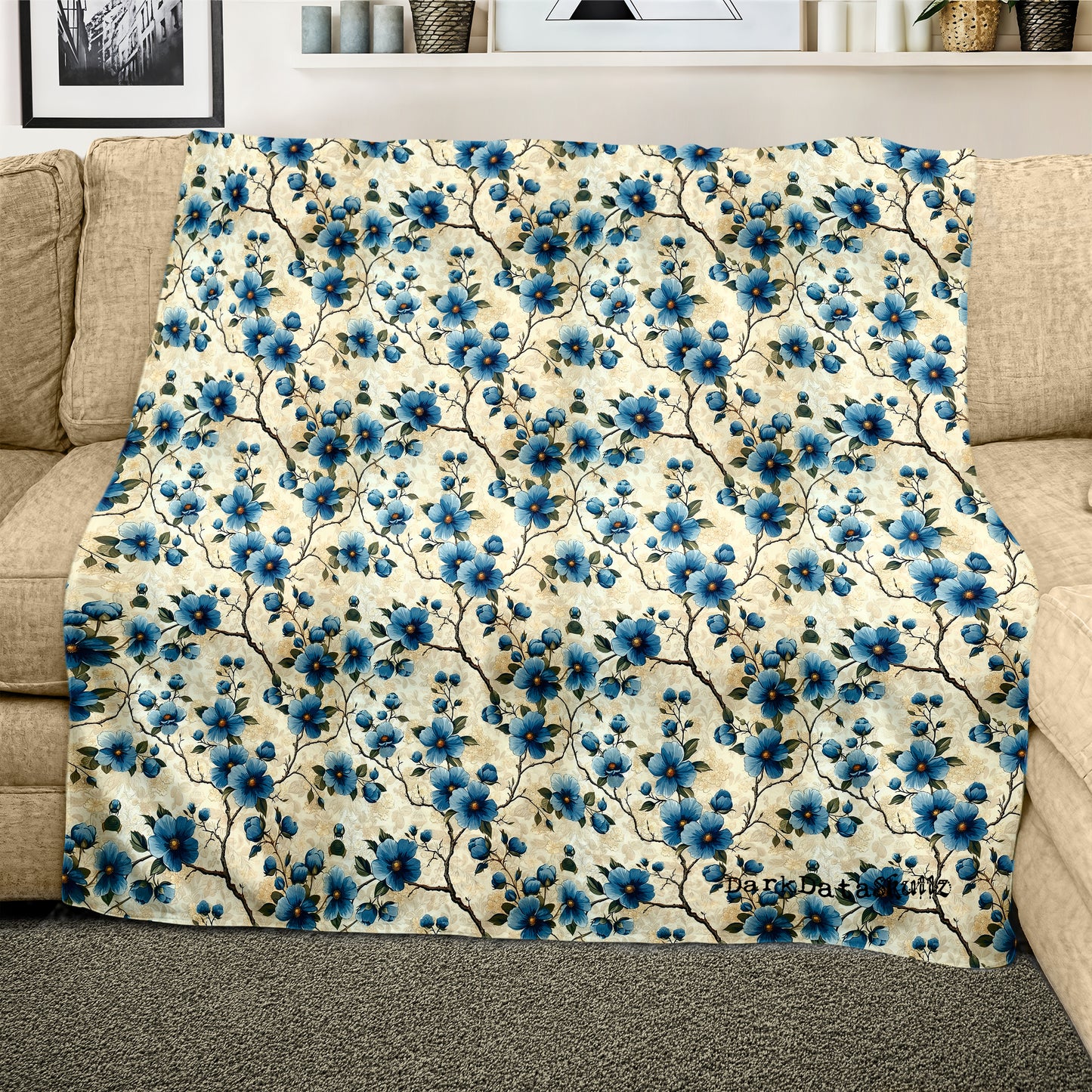 Blue Blossoms Light Weight Fleece Blanket by Wikus Schalkwyk