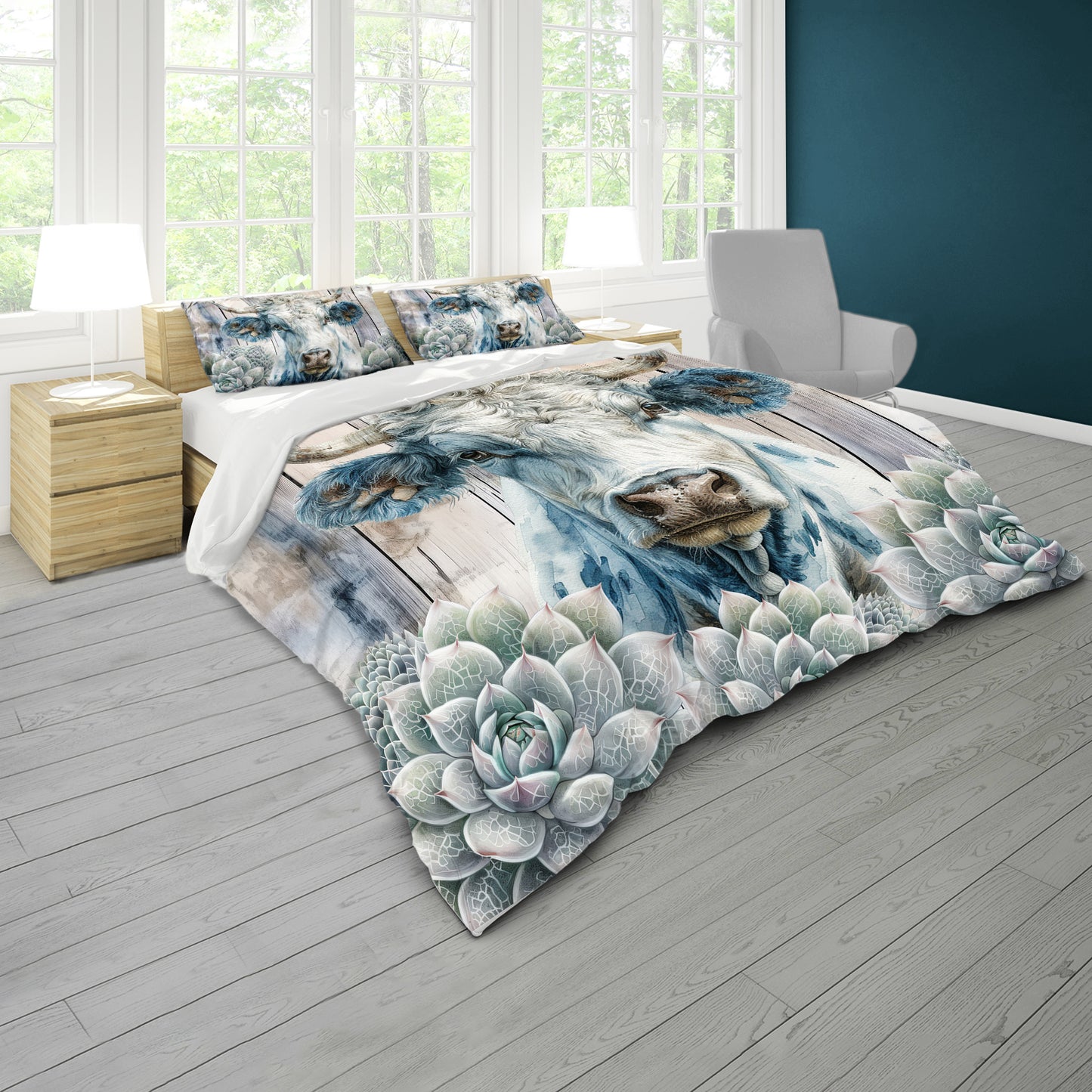 Blue Bull Succulent Graze Duvet Cover Set by Mark van Vuuren