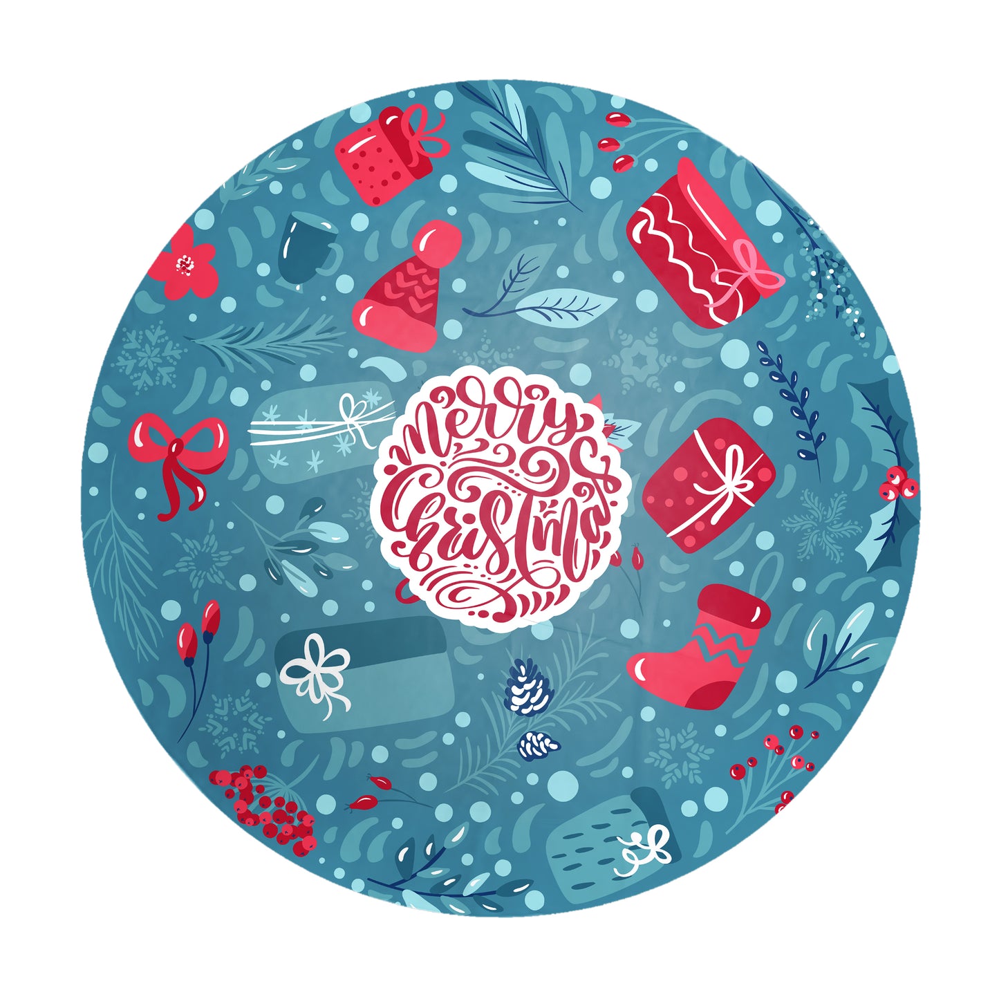 Blue Christmas Round Tablecloth