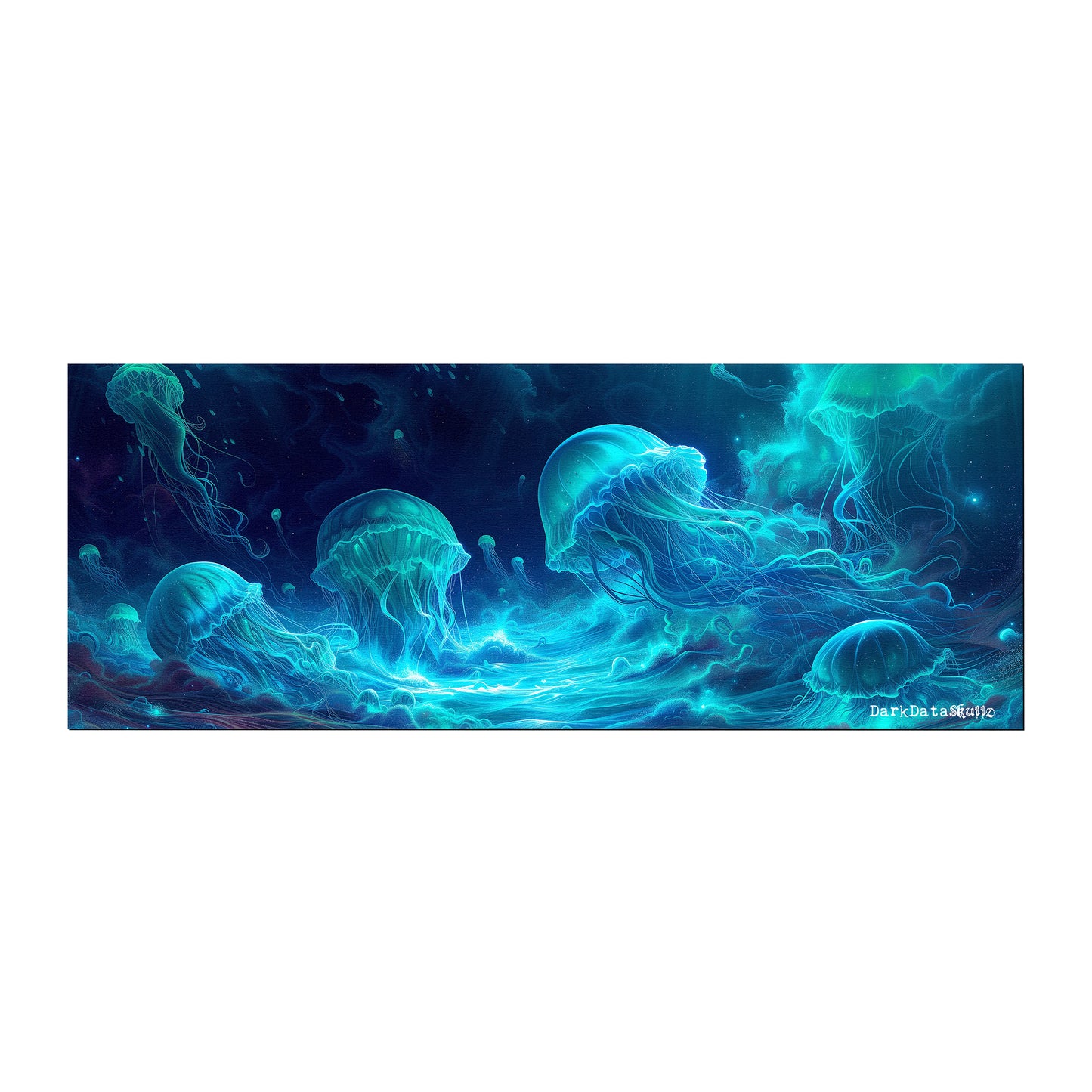 Blue Electric Meduse by Wikus Schalkwyk Large Desk Pad