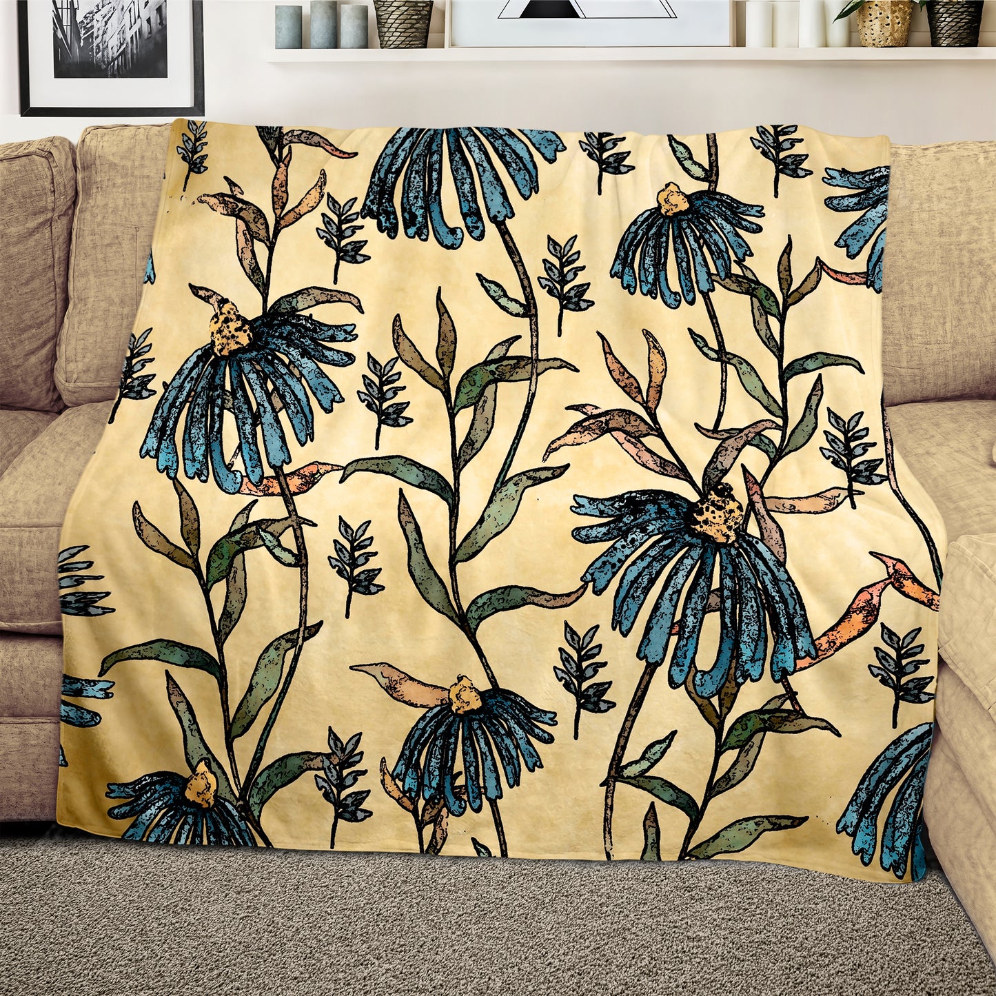 Blue Flowers Light Weight Fleece Blanket By Mark van Vuuren