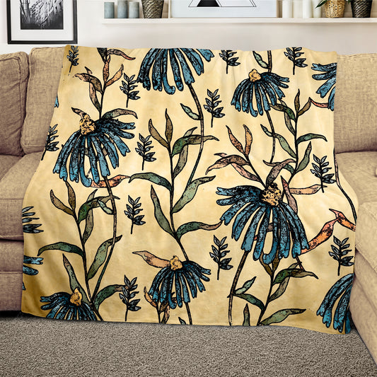 Blue Flowers Light Weight Fleece Blanket By Mark van Vuuren