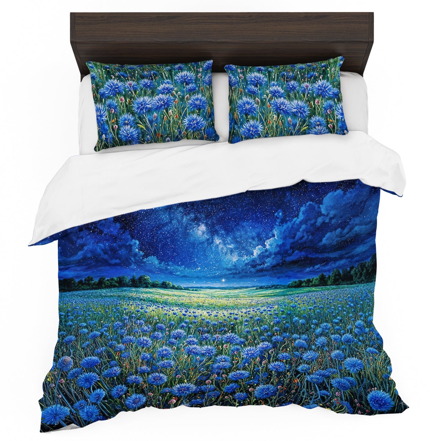 Blue Flowers at Midnight Duvet Cover Set