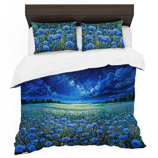 Blue Flowers at Midnight Duvet Cover Set