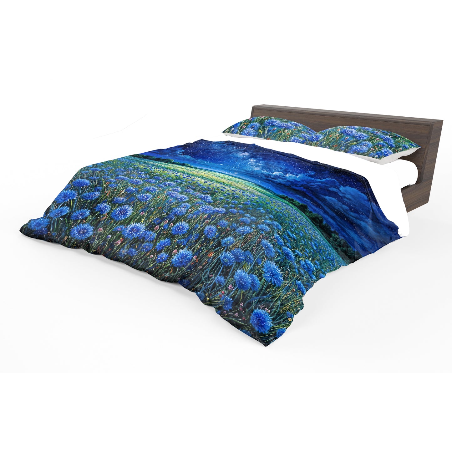Blue Flowers at Midnight Duvet Cover Set