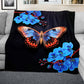 Blue Forest Butterfly Light Weight Fleece Blanket
