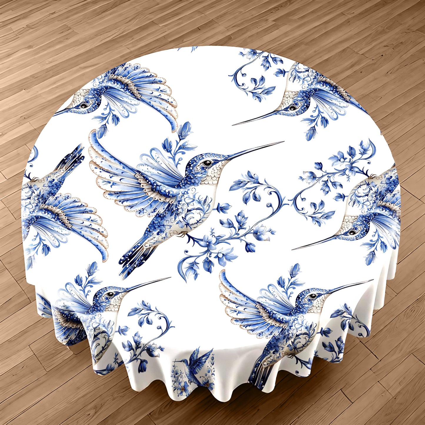Blue Hummingbird Round Tablecloth by Mark van Vuuren