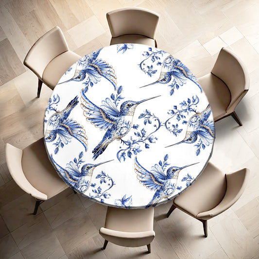 Blue Hummingbird Round Tablecloth by Mark van Vuuren