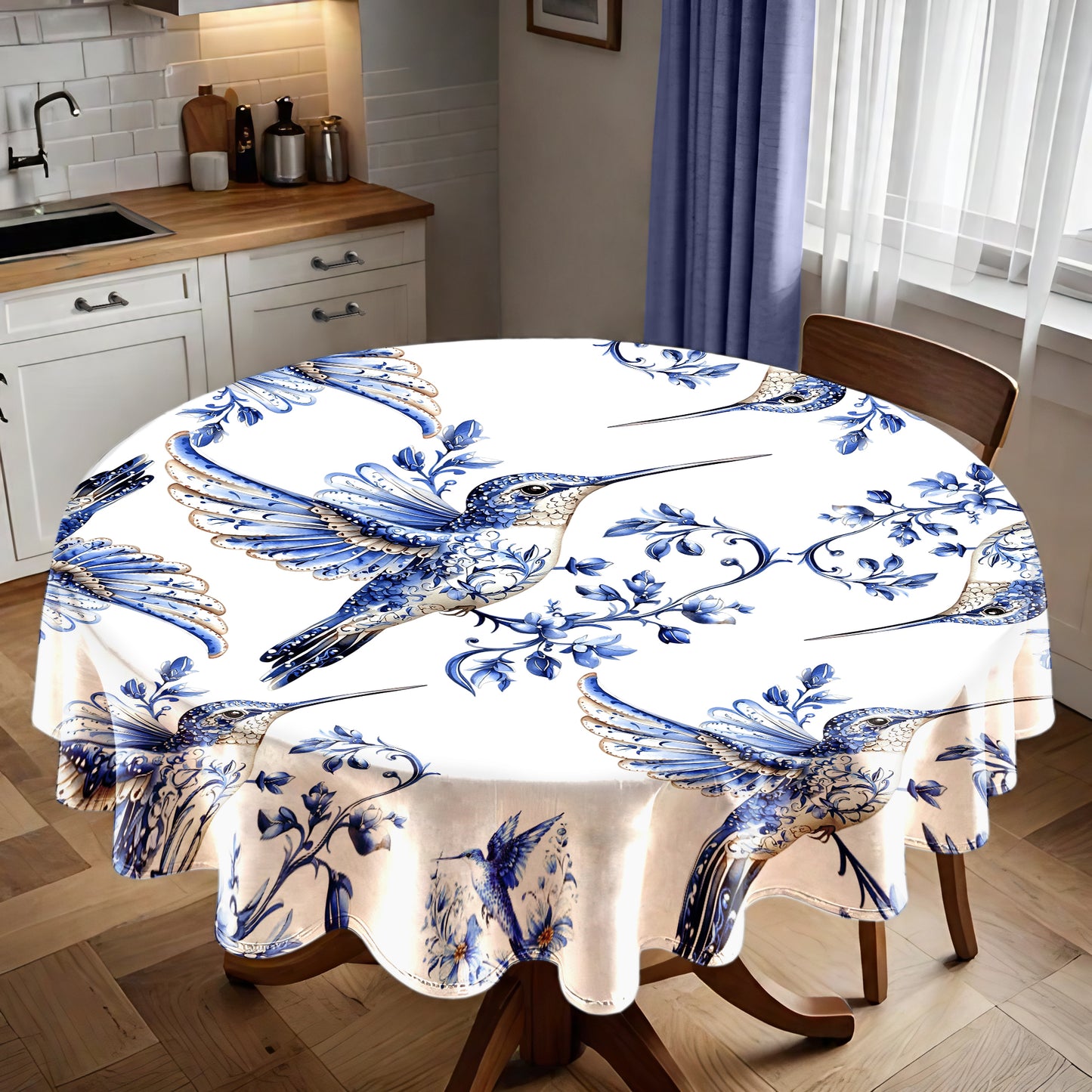 Blue Hummingbird Round Tablecloth by Mark van Vuuren