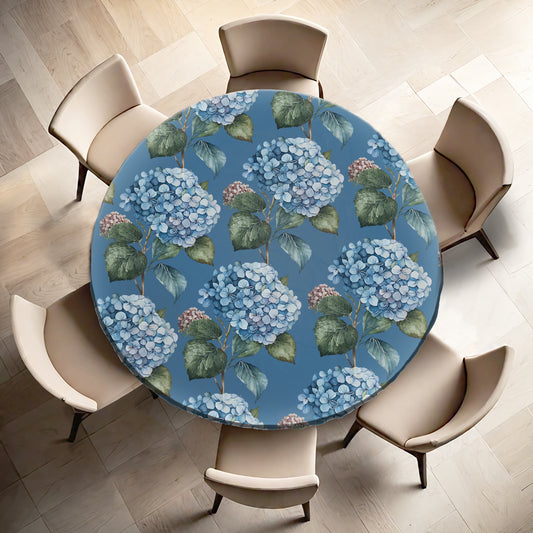 Blue Hydrangeas Round Tablecloth by Mark van Vuuren
